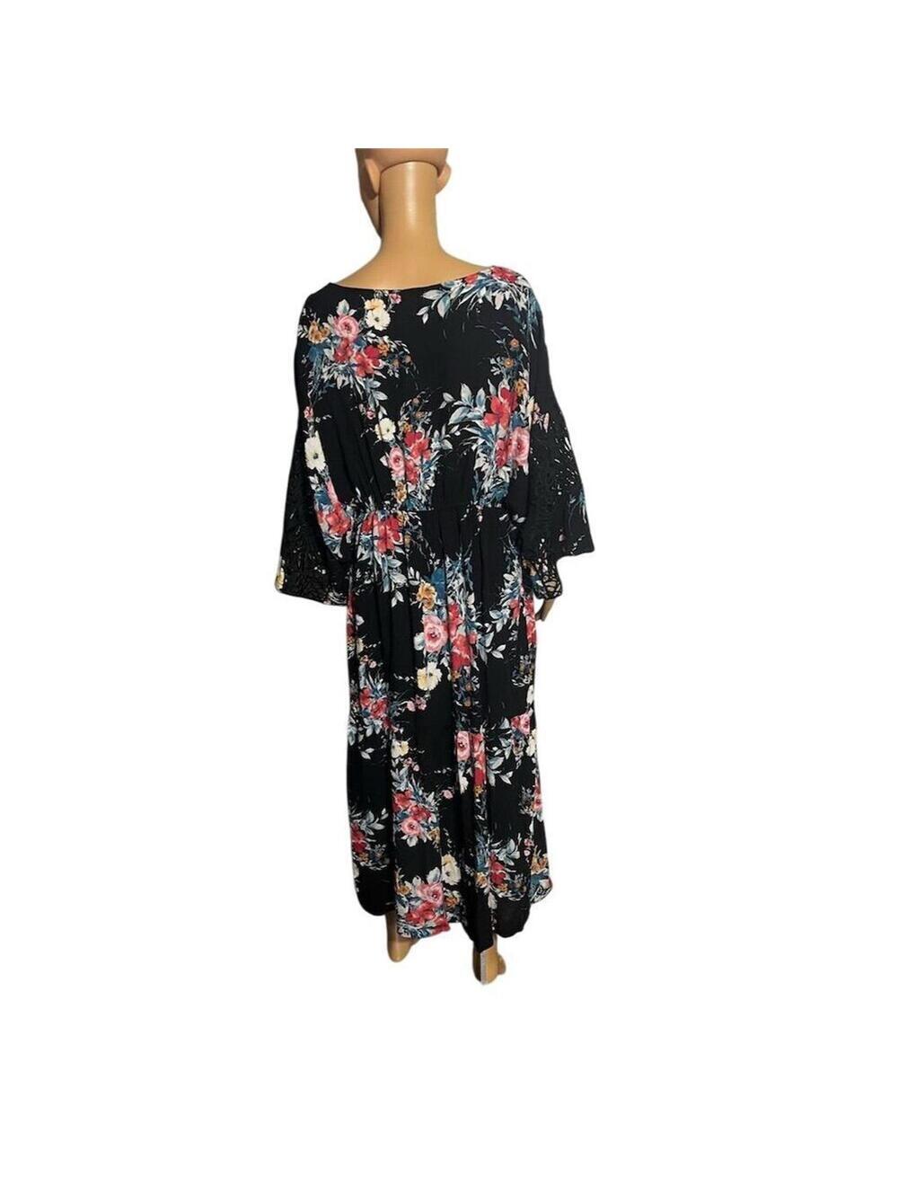 Love is for Eternity Black Floral Kimono Cover-Up Size M - Picture 6 of 7
